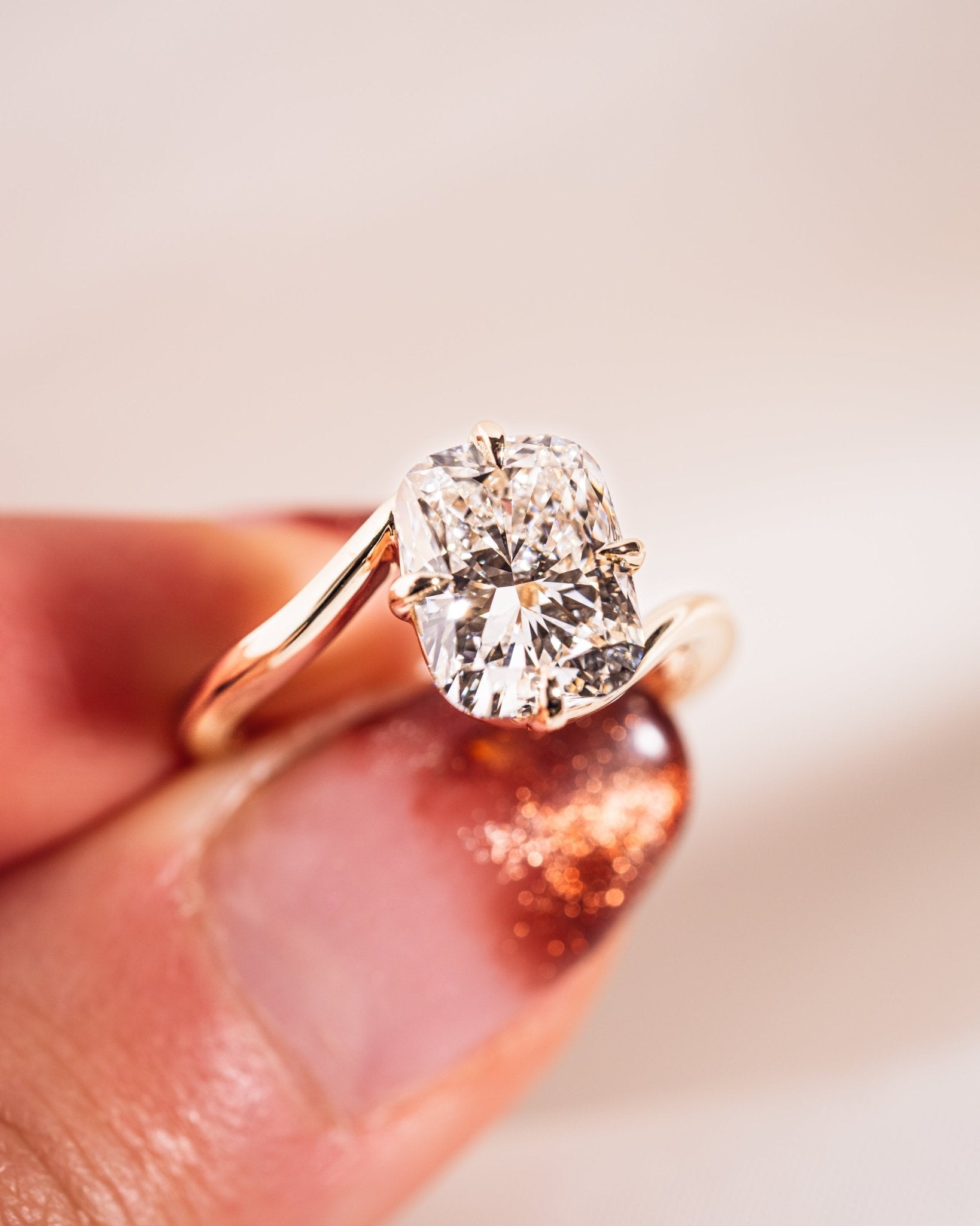 Cushion Hidden Halo Lab Grown Diamond Engagement Ring